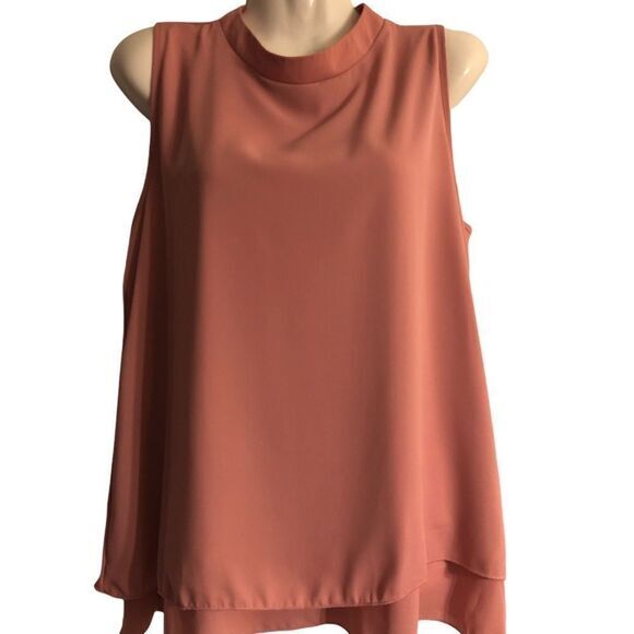 Stella Luce top Size Medium exposed‎ back zip lined double hem sleeveless mauve - Picture 1 of 6